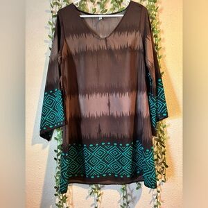 Brown and Teal Patterned dress